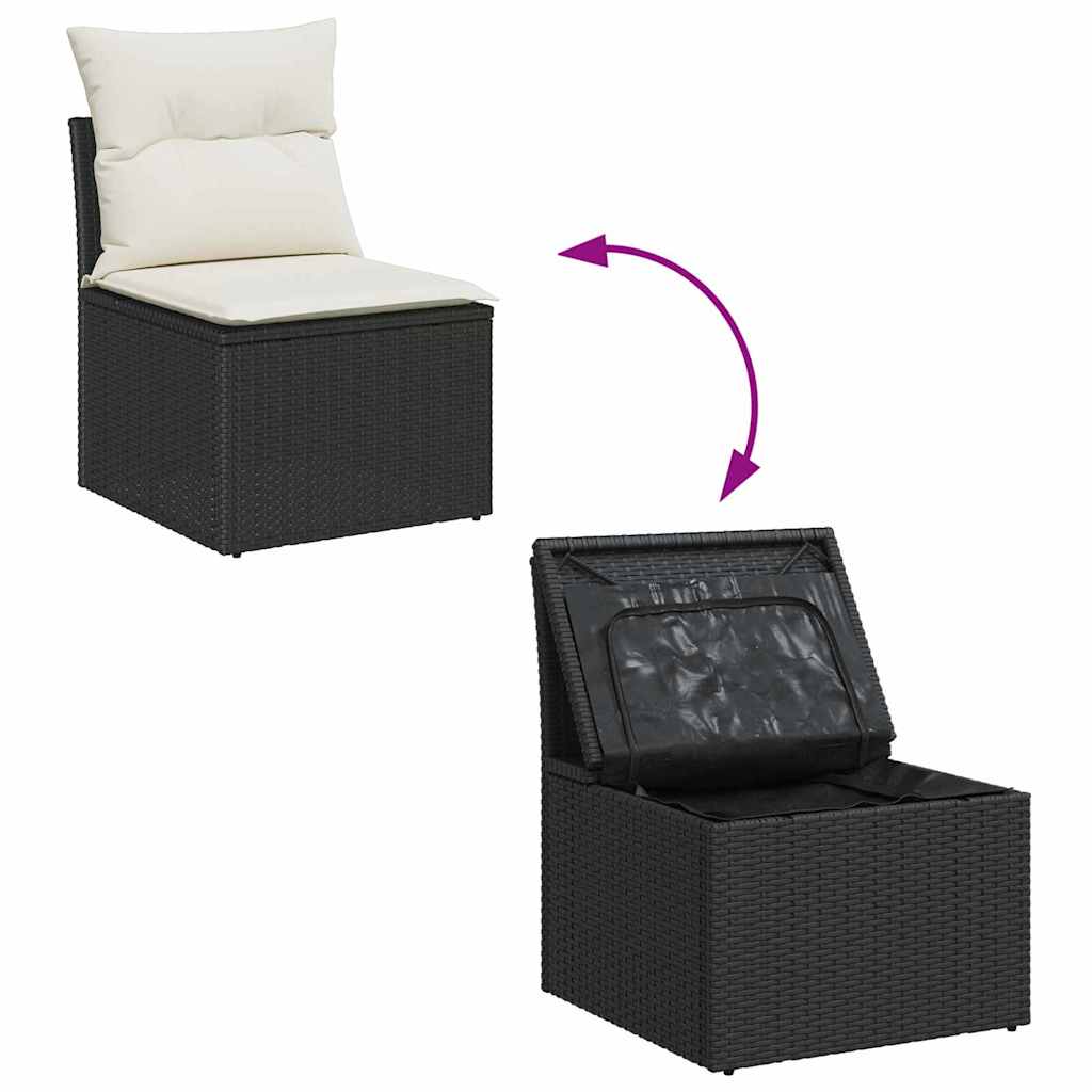 vidaXL Gartensofa-set mit Kissen mit Kissen 11 pcs Schwarz Poly Rattan