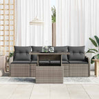 vidaXL Garten-Sofa-Set mit Kissen mit Kissen 5 pcs Grau Poly Rattan