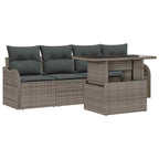 vidaXL Garten-Sofa-Set mit Kissen mit Kissen 5 pcs Grau Poly Rattan