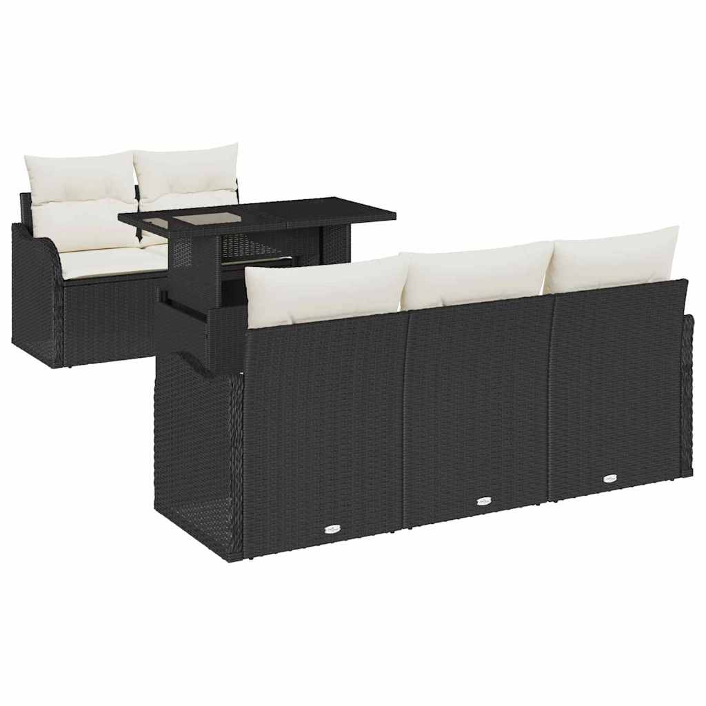 vidaXL Gartensofa-set mit Kissen mit Kissen 6 pcs Schwarz Poly Rattan