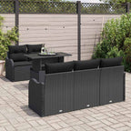 vidaXL Garten-Sofa-Set mit Kissen mit Kissen 6 pcs Schwarz Poly Rattan