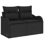 vidaXL Garten-Sofa-Set mit Kissen mit Kissen 6 pcs Schwarz Poly Rattan
