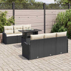 vidaXL Gartensofa-set mit Kissen mit Kissen 7 pcs Schwarz Poly Rattan