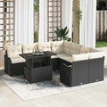 vidaXL Gartensofa-set mit Kissen mit Kissen 9 pcs Schwarz Polyrattan