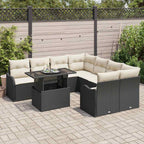 vidaXL Gartensofa-set mit Kissen mit Kissen 9 pcs Schwarz Polyrattan