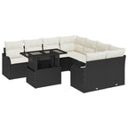 vidaXL Gartensofa-set mit Kissen mit Kissen 9 pcs Schwarz Polyrattan