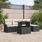 vidaXL Gartensofa-set mit Kissen 6 pcs Schwarz Polyrattan