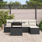 vidaXL Gartensofa-set mit Kissen 6 pcs Schwarz Polyrattan