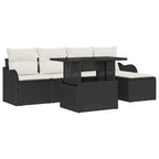 vidaXL Gartensofa-set mit Kissen 6 pcs Schwarz Polyrattan