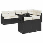 vidaXL Garten-Sofa-Set mit Kissen mit Kissen 9 pcs Schwarz Poly Rattan