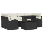 vidaXL Garten-Sofa-Set mit Kissen mit Kissen 7 pcs Schwarz Poly Rattan