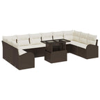 vidaXL Gartensofa-set mit Kissen mit Speicher 11 pcs Braun Poly Rattan
