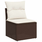 vidaXL Gartensofa-set mit Kissen mit Speicher 11 pcs Braun Poly Rattan