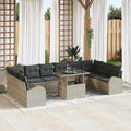 vidaXL Garten-Sofa-Set mit Speicher 11 pcs Hellgrau Poly Rattan