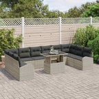 vidaXL Garten-Sofa-Set mit Speicher 11 pcs Hellgrau Poly Rattan