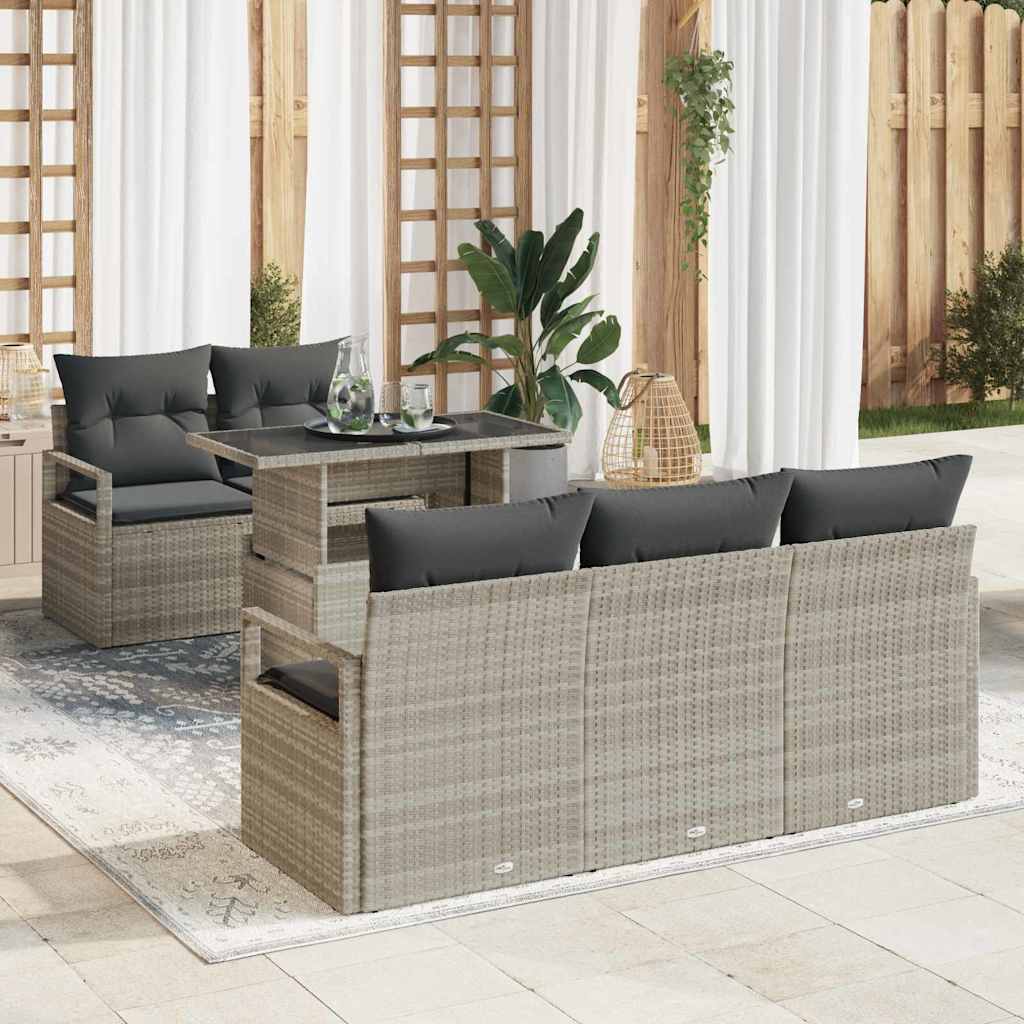 vidaXL Gartensofa-set mit Kissen 6 pcs Schwarz Poly-Rattan