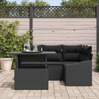 vidaXL Garten-Sofa-Set mit Kissen mit Speicher 5 pcs Schwarz