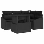 vidaXL Garten-Sofa-Set mit Kissen mit Speicher 5 pcs Schwarz