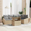 vidaXL Garten-Sofa-Set mit Kissen mit Kissen 6 pcs Beige und Hellgrau