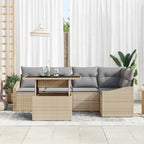 vidaXL Garten-Sofa-Set mit Kissen mit Kissen 6 pcs Beige und Hellgrau