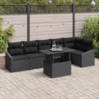 vidaXL Garten-Sofa-Set mit Kissen mit Speicher 7 pcs Schwarz