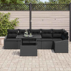 vidaXL Garten-Sofa-Set mit Kissen mit Speicher 7 pcs Schwarz