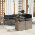 vidaXL Garten-Sofa-Set mit Kissen mit Speicher mit Kissen 9 pcs Grau