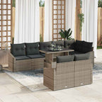 vidaXL Garten-Sofa-Set mit Kissen mit Speicher mit Kissen 9 pcs Grau