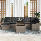 vidaXL Garten-Sofa-Set mit Kissen mit Speicher 8 pcs Grau