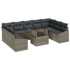 vidaXL Garten-Sofa-Set mit Kissen mit Speicher mit Kissen 10 pcs Grau