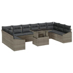 vidaXL Garten-Sofa-Set mit Kissen mit Speicher mit Kissen 11 pcs Grau