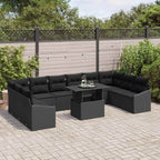 vidaXL Garten-Sofa-Set mit Kissen mit Speicher 11 pcs Schwarz