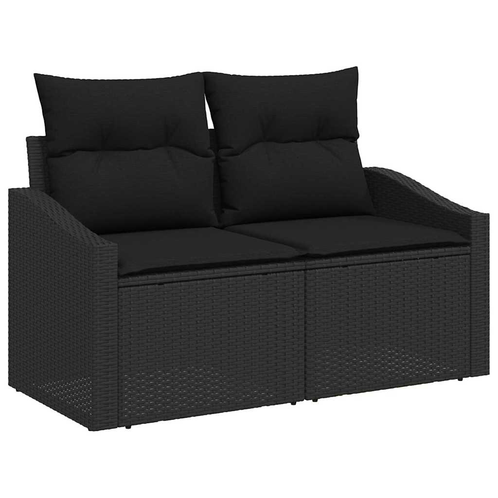 vidaXL Garten-Sofa-Set mit Kissen mit Speicher 11 pcs Schwarz
