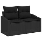 vidaXL Garten-Sofa-Set mit Kissen mit Speicher 11 pcs Schwarz