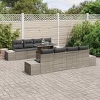 vidaXL Gartensofa-set mit Kissen mit Speicher mit Kissen 9 pcs Grau