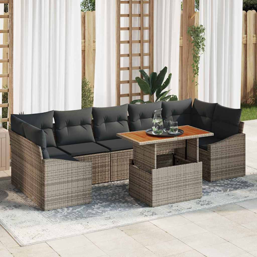 vidaXL Garten-Sofa-Set mit Speicher 8 pcs Grau