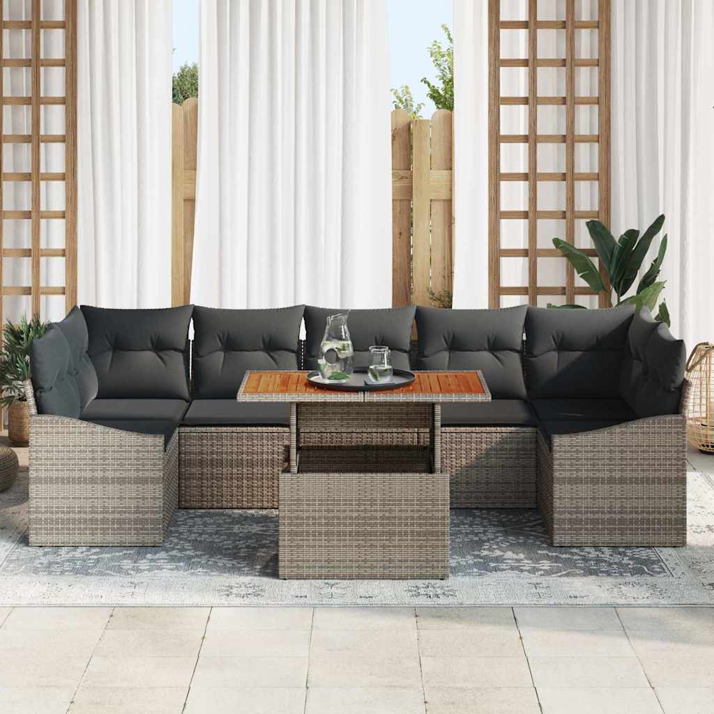 vidaXL Garten-Sofa-Set mit Speicher 8 pcs Grau