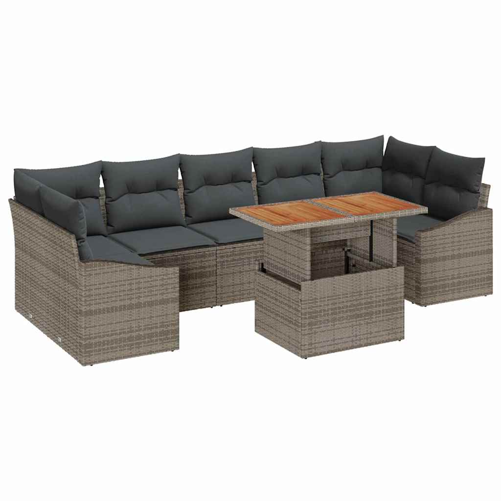 vidaXL Garten-Sofa-Set mit Speicher 8 pcs Grau
