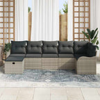 vidaXL Sofa Set mit Kissen mit Speicher Hellgrau Poly-Rattan