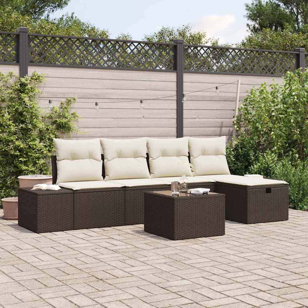 vidaXL Gartensofa-set mit Kissen 6 pcs Schwarz Poly-Rattan
