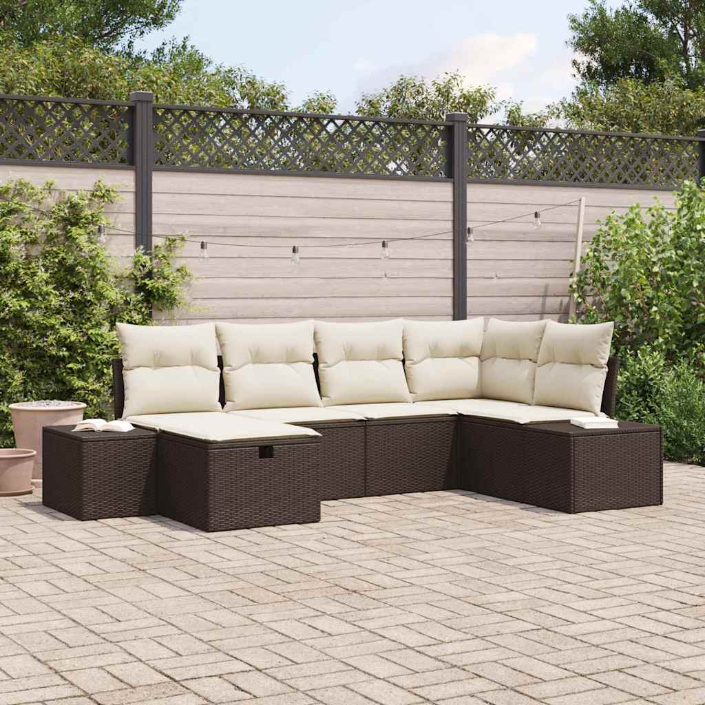 vidaXL Gartensofa-set mit Kissen 6 pcs Schwarz Poly-Rattan