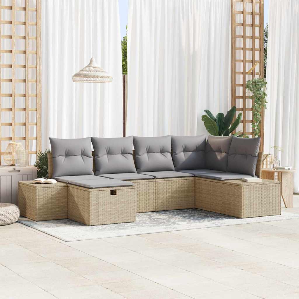 vidaXL Gartensofa-set mit Kissen 6 pcs Schwarz Poly-Rattan