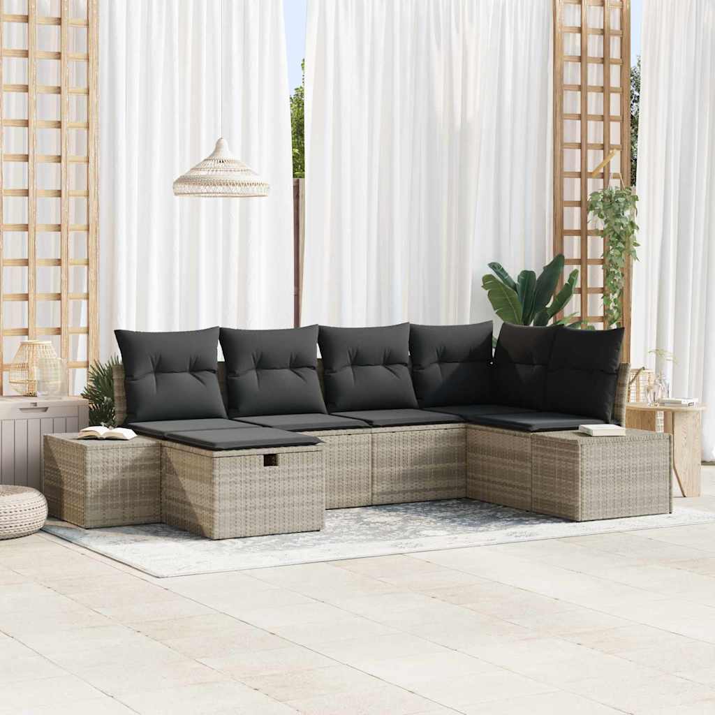 vidaXL Gartensofa-set mit Kissen 6 pcs Schwarz Poly-Rattan