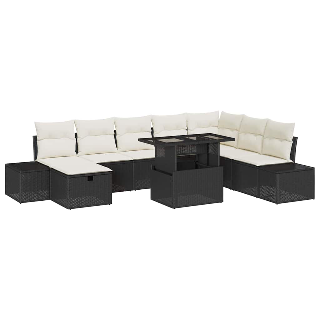 vidaXL Garten-Sofa-Set 11 pcs Schwarz Poly Rattan