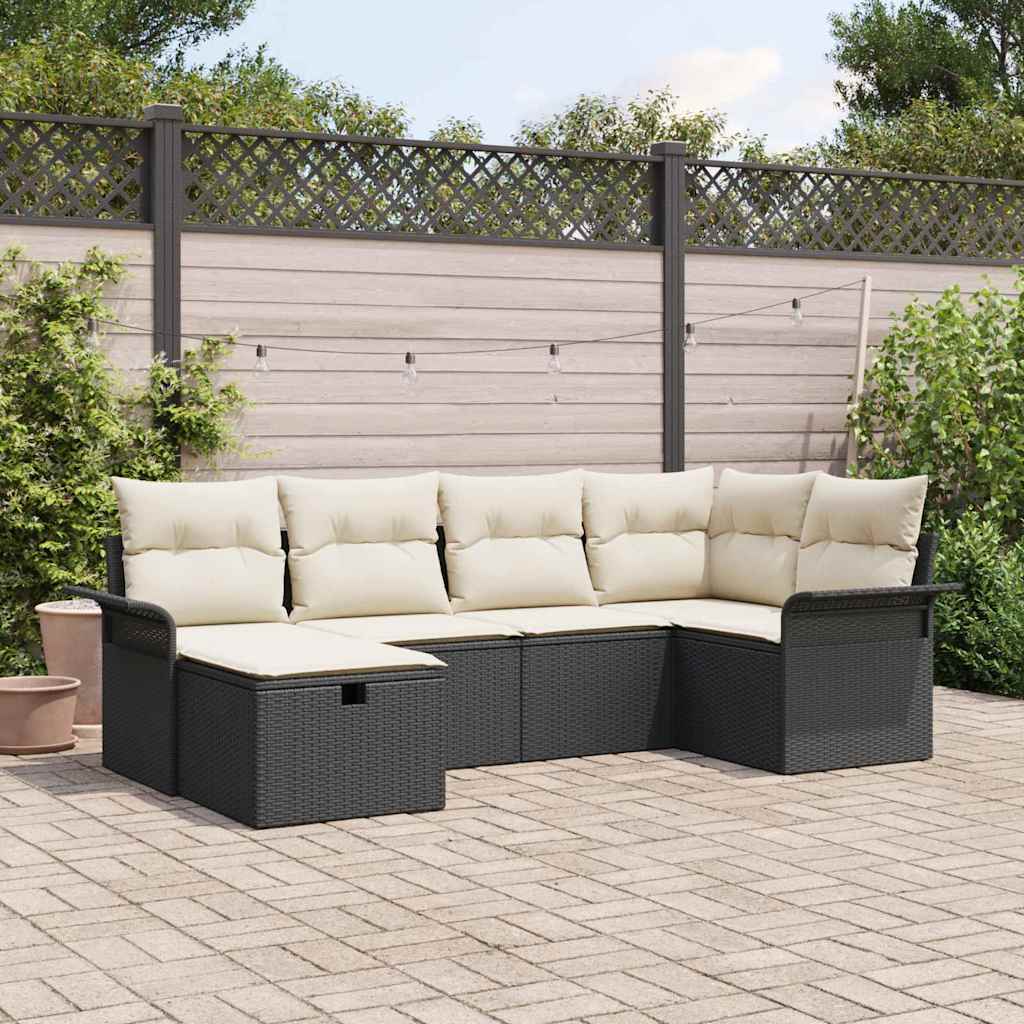 vidaXL Gartensofa-set mit Kissen mit Speicher 6 pcs Braun Poly-Rattan
