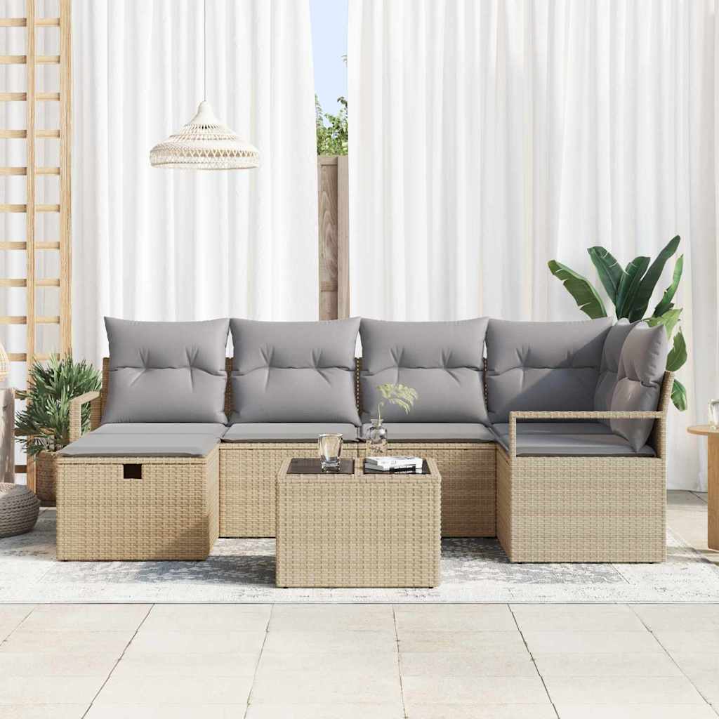 vidaXL Gartensofa-set mit Kissen mit Speicher Poly-Rattan