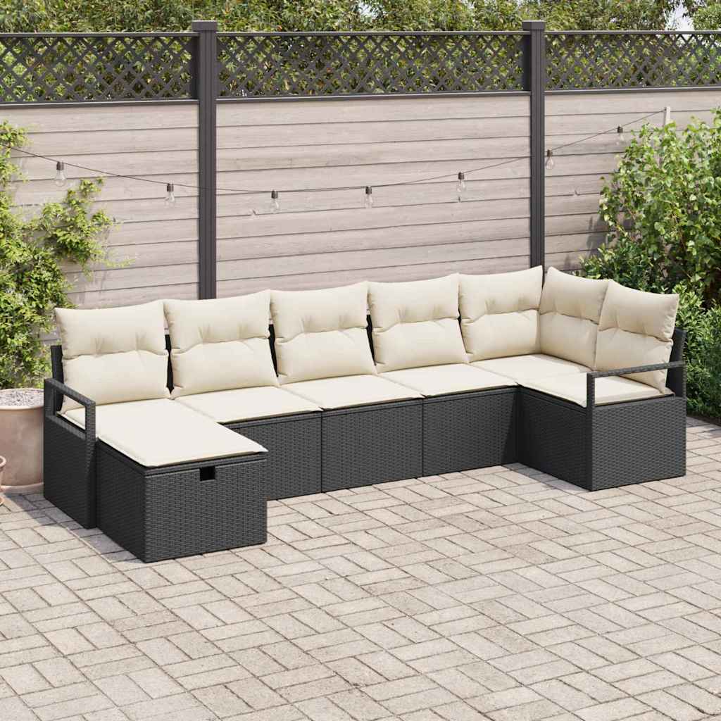 vidaXL Sofa Set mit Kissen 7 pcs Poly-Rattan