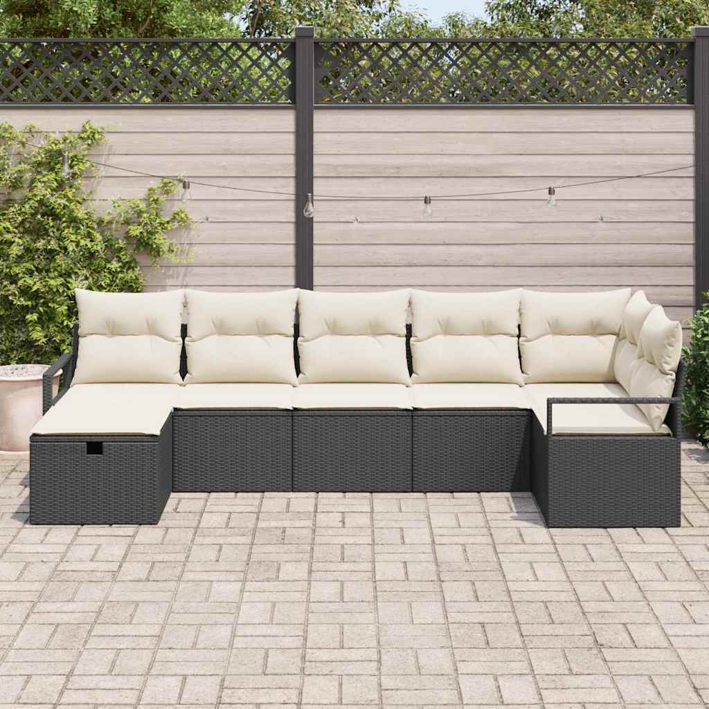 vidaXL Sofa Set mit Kissen 7 pcs Poly-Rattan
