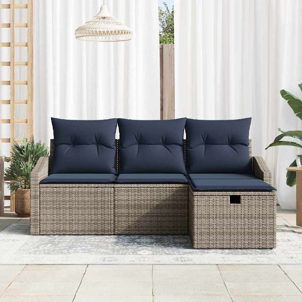vidaXL Sofa Set mit Kissen 3 pcs Poly-Rattan