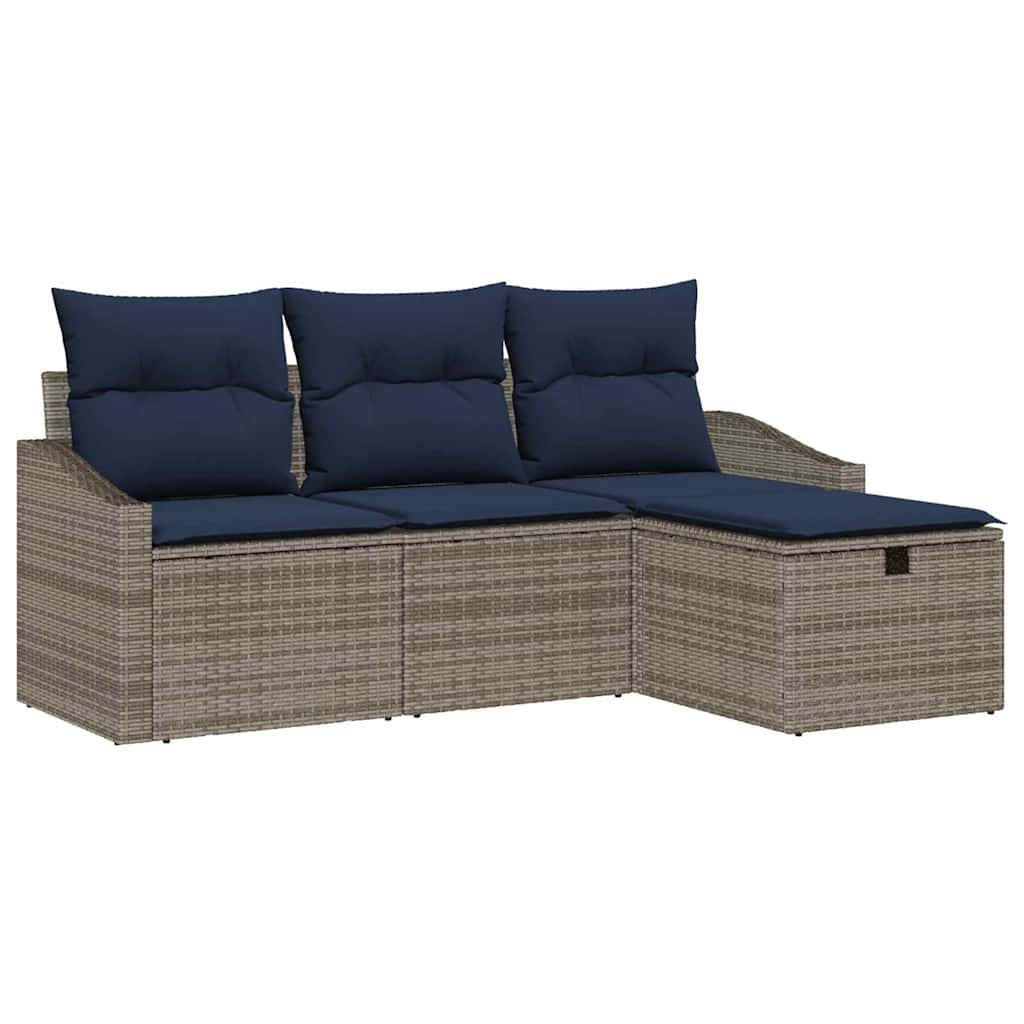 vidaXL Sofa Set mit Kissen 3 pcs Poly-Rattan